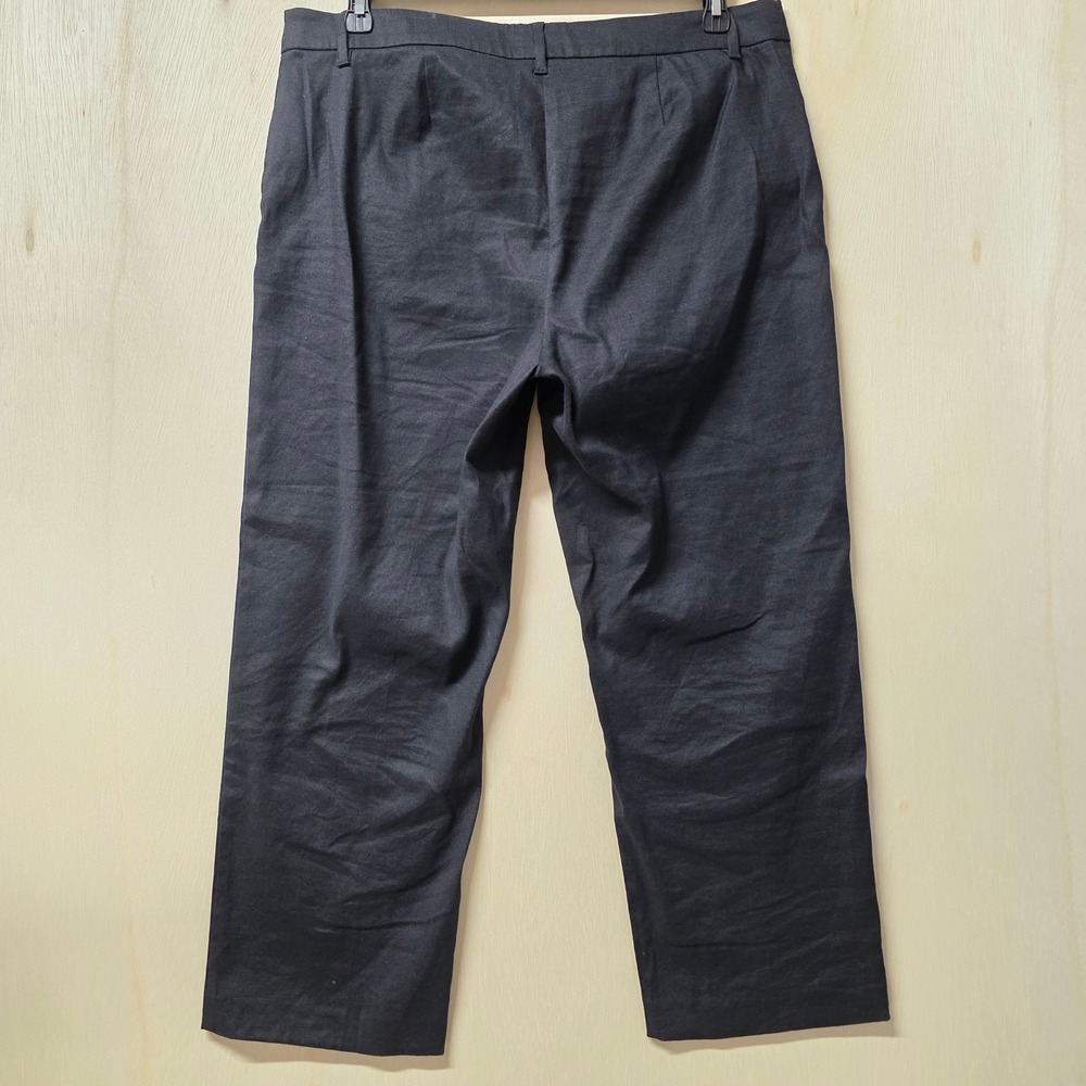 J. Jill Linen Stretch Straight Leg Pants Womens 14 Tall Black Trousers RN 97641 - Picture 13 of 15